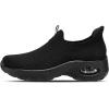 imageSTQ Walking Shoes Women Slip On Sneakers Air Cushion Comfortable Breathable Lightweight Mesh Shoes Shock Absorbing Design Ideal for Plantar Fasciitis All Day Standing All Black 8 US