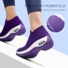 imageSTQ Walking Shoes Women Slip on Sneakers Non Slip Work AirCushion Arch Support Tennis Plantar Fasciitis Orthopedic Breathable Mesh Comfortable Ladies NursingPurple