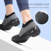 imageSTQ Walking Shoes Women Slip on Sneakers Non Slip Work AirCushion Arch Support Tennis Plantar Fasciitis Orthopedic Breathable Mesh Comfortable Ladies NursingGrey Black
