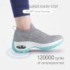 imageSTQ Walking Shoes Women Slip on Sneakers Non Slip Work AirCushion Arch Support Tennis Plantar Fasciitis Orthopedic Breathable Mesh Comfortable Ladies NursingMedium Grey Teal