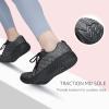 imageSTQ Walking Shoes for Women Lace Up Lightweight Tennis ShoesDark GreyBlack