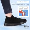 imageSTQ Wide Toe Box Walking Shoes Women  Sock Orthopedic Slip On Shoe NonSlip Comfort Mesh Diabetic Sneakers for Plantar Fasciitis Relief BunionsAll Black