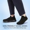 imageSTQ Wide Toe Box Walking Shoes Women  Sock Orthopedic Slip On Shoe NonSlip Comfort Mesh Diabetic Sneakers for Plantar Fasciitis Relief BunionsAll Black