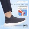 imageSTQ Wide Toe Box Walking Shoes Women  Sock Orthopedic Slip On Shoe NonSlip Comfort Mesh Diabetic Sneakers for Plantar Fasciitis Relief BunionsDark Grey