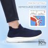 imageSTQ Wide Toe Box Walking Shoes Women  Sock Orthopedic Slip On Shoe NonSlip Comfort Mesh Diabetic Sneakers for Plantar Fasciitis Relief BunionsNavy