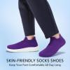 imageSTQ Wide Toe Box Walking Shoes Women  Sock Orthopedic Slip On Shoe NonSlip Comfort Mesh Diabetic Sneakers for Plantar Fasciitis Relief BunionsPurple