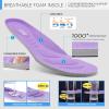 imageSTQ Womens Slip on Sneakers Wide Toe Box Walking Tennis Shoes Cushion Sole Comfortable Orthopedic Arch Support Breathable Plantar Fasciitis NonSlip Athletic Gym Workout ShoeWhite Purple