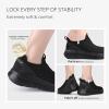 imageSTQ Womens Slip on Sneakers Wide Toe Box Walking Tennis Shoes Cushion Sole Comfortable Orthopedic Arch Support Breathable Plantar Fasciitis NonSlip Athletic Gym Workout ShoeAll Black