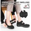 imageSTQ Womens Walking Shoes Non Slip Orthopedic Shoes Adjustable Diabetic Shoes Comfort Mary Jane ShoeAll Black