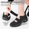imageSTQ Womens Walking Shoes Non Slip Orthopedic Shoes Adjustable Diabetic Shoes Comfort Mary Jane ShoeAll Black
