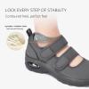 imageSTQ Womens Walking Shoes Non Slip Orthopedic Shoes Adjustable Diabetic Shoes Comfort Mary Jane ShoeDark Grey