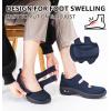 imageSTQ Womens Walking Shoes Non Slip Orthopedic Shoes Adjustable Diabetic Shoes Comfort Mary Jane ShoeNavy