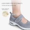 imageSTQ Womens Walking Shoes Non Slip Orthopedic Shoes Adjustable Mary Jane ShoesMedium Grey