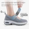 imageSTQ Womens Walking Shoes Non Slip Orthopedic Shoes Adjustable Mary Jane ShoesMedium Grey