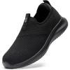 imageSTQ Kids Shoes Girls Boys Lightweight Slip on Walking SneakersAll Black