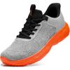 imageSTQ Road Running Shoes for Womens Breathable Cushion Tennis Walking Sneakers Women Athletic Gym Workout Sport Training Fitness Cushioned Lightweight Comfort Plantar FasciitisMedium Grey Orange