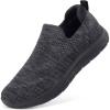 imageSTQ Slip On Sneakers for Women Lightweight Walking Shoes Comfortable Breathable Mesh with Arch SuuportBlack Grey
