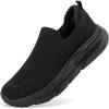 imageSTQ Slip on Sneakers Women Walking Shoes with Arch Support Comfortable NonSlip Nurse ShoesAll Black