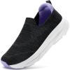 imageSTQ Slip on Sneakers Women Walking Shoes with Arch Support Comfortable NonSlip Nurse ShoesCharcoal Grey Purple
