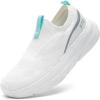 imageSTQ Slip on Sneakers Women Walking Shoes with Arch Support Memory FoamWhite Teal