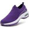 imageSTQ Slip on Walking Shoes for Women Arch Support Mesh Comfy Work ShoesPurple