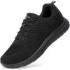 imageSTQ Tennis Shoes Womens Sneakers Breathable Mesh Walking Shoes Arch Support Orthopedic Athletic Workout Gym Running Shoe for Travel Jogging Sports Cross TrainingAll Black