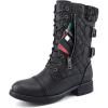 imageSTQ Womens Combat Boots Lace up Ankle BootiesMidcalf Black