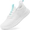 imageSTQ Womens Slip On Sneakers Tennis Walking Orthopedic Shoes Breathable Athletic Gym Workout Cross Training SneakersWhite Teal