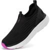 imageSTQ Womens Slip on Sneakers Wide Toe Box Walking Tennis Shoes Cushion Sole Comfortable Orthopedic Arch Support Breathable Plantar Fasciitis NonSlip Athletic Gym Workout ShoeBlack White