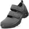 imageSTQ Womens Walking Shoes Non Slip Orthopedic Shoes Adjustable Diabetic Shoes Comfort Mary Jane ShoeDark Grey