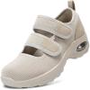 imageSTQ Womens Walking Shoes Non Slip Orthopedic Shoes Adjustable Diabetic Shoes Comfort Mary Jane ShoeTaupe