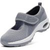 imageSTQ Womens Walking Shoes Non Slip Orthopedic Shoes Adjustable Mary Jane ShoesMedium Grey