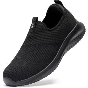 imageSTQ Kids Shoes Girls Boys Lightweight Slip on Walking SneakersAll Black