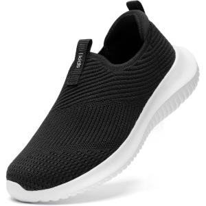 imageSTQ Kids Shoes Girls Boys Lightweight Slip on Walking SneakersBlack White