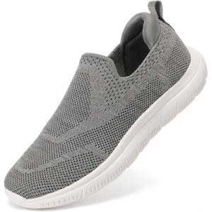 imageSTQ Slip On Sneakers for Women Lightweight Walking Shoes Comfortable Breathable Mesh with Arch SuuportMedium Grey