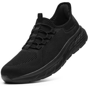 imageSTQ Slip on Sneakers Men Comfort Walking Shoes Orthopedic Shoes for Plantar FasciitisAll Black