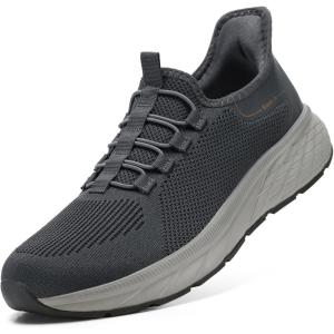 imageSTQ Slip on Sneakers Men Comfort Walking Shoes Orthopedic Shoes for Plantar FasciitisDark Grey