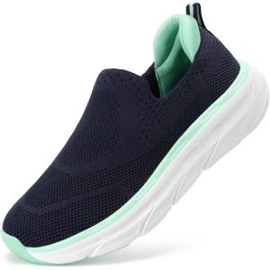 imageSTQ Slip on Sneakers Women Walking Shoes with Arch Support Comfortable NonSlip Nurse ShoesNavy Teal