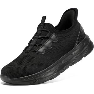 imageSTQ Slip on Womens Sneakers Orthopedic Walking Shoes Comfortable Breathable Sneakers with Arch SupportAll Black