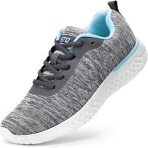 imageSTQ Walking Shoes for Women Lace Up Lightweight Tennis ShoesAquaGrey