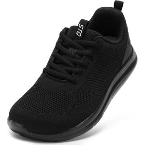 imageSTQ Wide Toe Box Walking Shoes Women Orthopedic Swollen Feet Diabetic Tennis Running Sneakers for Plantar Fasciitis Arch Support BunionsAll Black