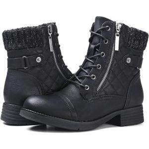 imageSTQ Womens Combat Boots Lace up Ankle BootiesBlack