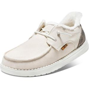 imageSTQ Womens LoafersOrthopedic Fur Lined Ultralight Boat Shoes with Arth SupportBeige