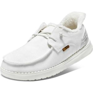 imageSTQ Womens LoafersOrthopedic Fur Lined Ultralight Boat Shoes with Arth SupportCloud White