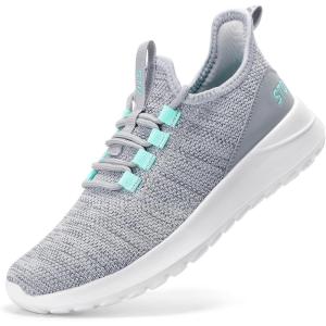 imageSTQ Womens Slip On Sneakers Tennis Walking Orthopedic Shoes Breathable Athletic Gym Workout Cross Training SneakersGrey Teal