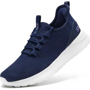 imageSTQ Womens Slip On Sneakers Tennis Walking Orthopedic Shoes Breathable Athletic Gym Workout Cross Training SneakersNavy Purple