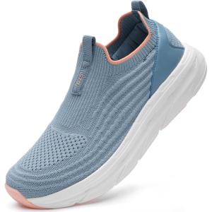 imageSTQ Womens Slip on Sneakers Wide Toe Box Walking Tennis Shoes Cushion Sole Comfortable Orthopedic Arch Support Breathable Plantar Fasciitis NonSlip Athletic Gym Workout ShoeDenim Blue