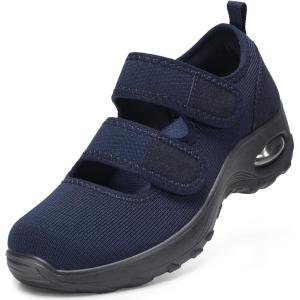 imageSTQ Womens Walking Shoes Non Slip Orthopedic Shoes Adjustable Diabetic Shoes Comfort Mary Jane ShoeNavy