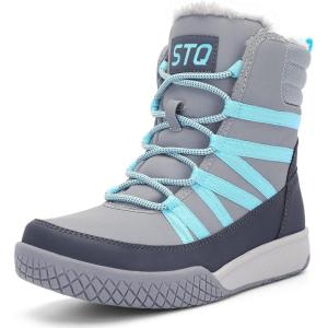 imageSTQ Womens Winter Walking Boots Zip Up Lightweight Cozy Ankle Bootie with LacesGrey Teal