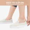 imageSTQ Slip on Shoes for Women Breathable Fashion Sneakers Comfortable Knit Casual ShoesChecked Beige